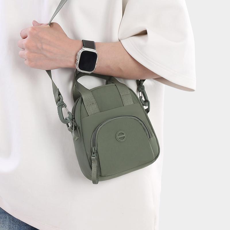 Women's Solid Color Nylon Bag Large Capacity Mobile Phone Bag Shoulder Bag Crossbody Bag