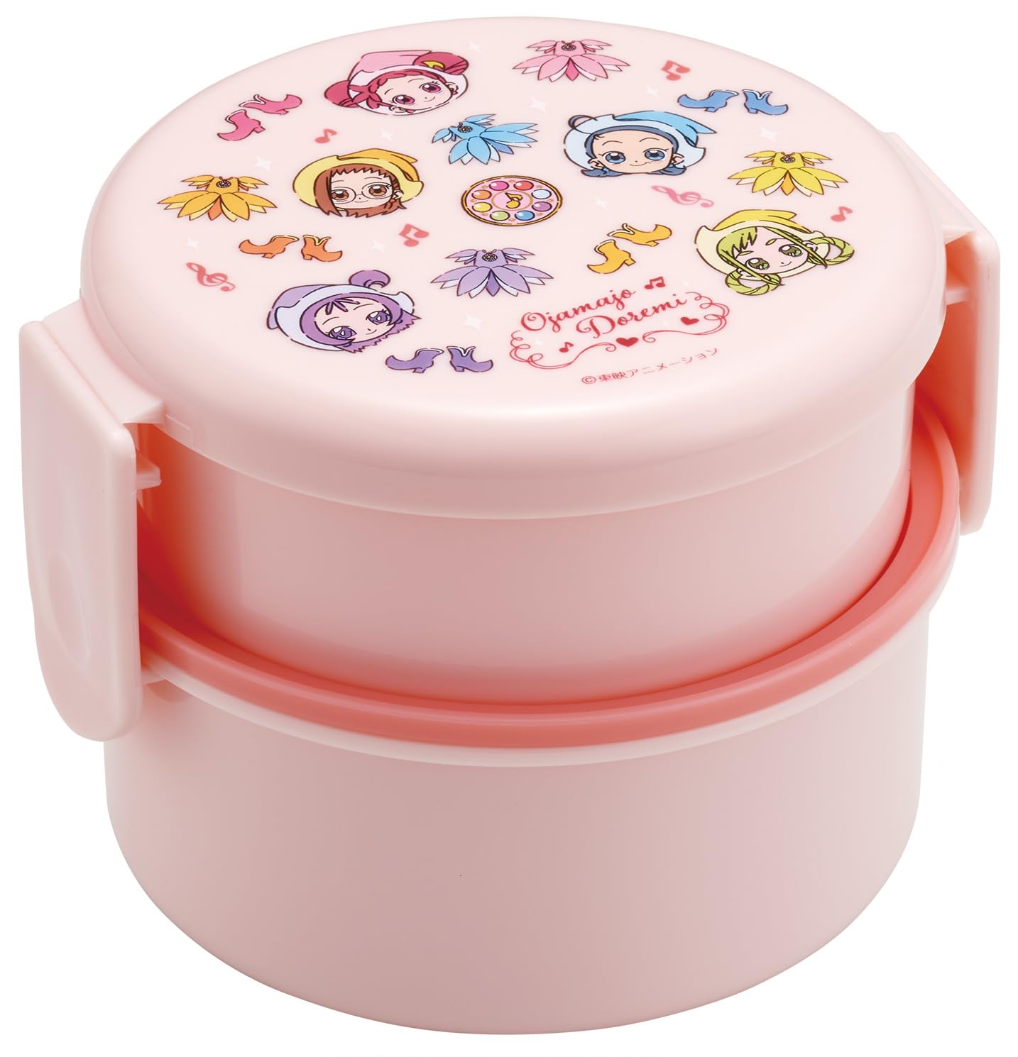 Skater Bento with Microwave Ojamajo Doremi Girl Box, Antibacterial, 2-Tier, Round, Fork, 500ml, Safe, Design, ONWR1AG-A