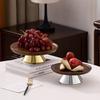 Acacia Wood Tray High-legged Cake Plate Golden Foot Glass Cover Dessert and Snack Display Plate Desktop Storage Container Party