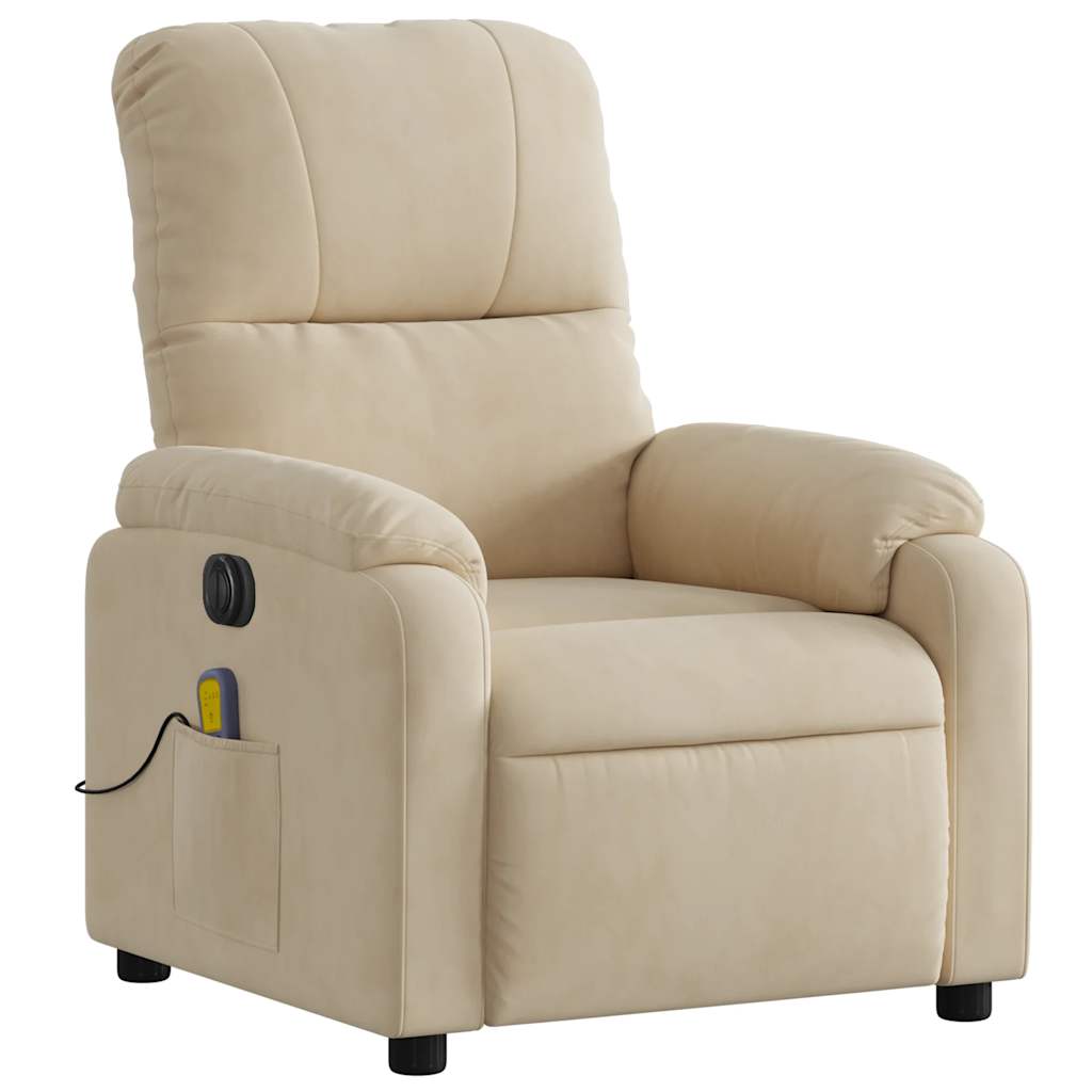 Electric Massage Chair Cream Microfiber Fabric