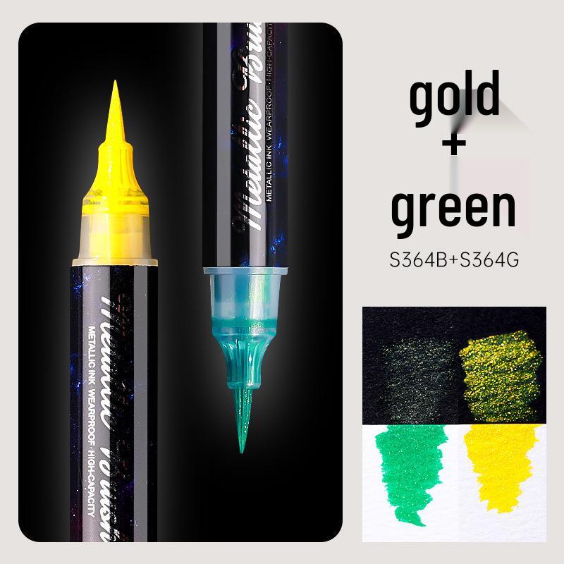 Dual-Color Glitter Acrylic Marker Pen - Soft Tip for Art & Journaling, Ideal for Students & Children, Fluorescent Watercolor Style Pens
