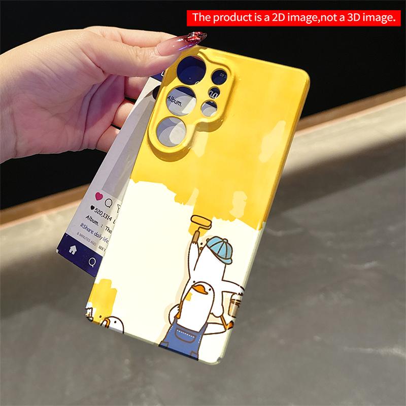 2DFlat Samsung Phone Case Cute Duck Painters Wall Art Phone Case Applicable To Galaxy S23 S24 S25ULTRA S26 A12 A14 A15 A16 A54 A55