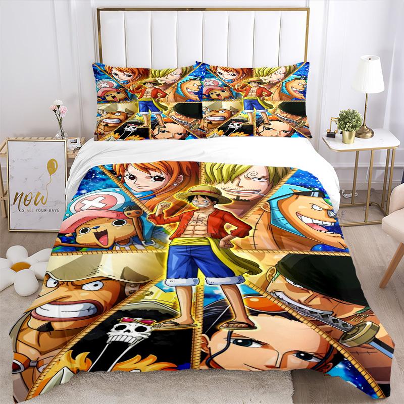One Piece: Pirate Adventure Bedding Set Comforter Cover Gift for Bedroom,Includes 1 Cover and 2 Pillowcases, No InsertB270