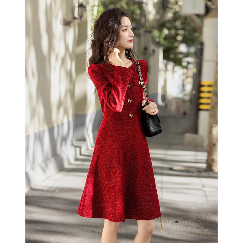 Demana Velvet Bow Puff Sleeve A-Line Dress