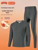 Men's Double-Sided Velvet Thermal Set: Round Neck Long-Sleeve Shirt & Seamless Bottoms for Autumn/Winter Warmth.