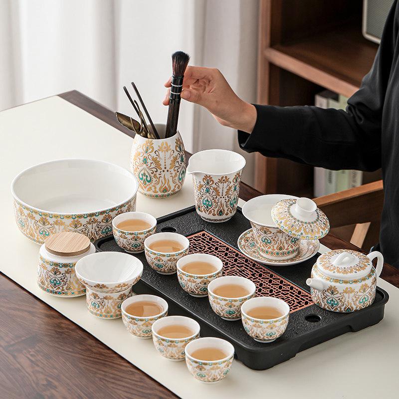 Dunhuang Cultural White Porcelain Kung Fu Tea Set