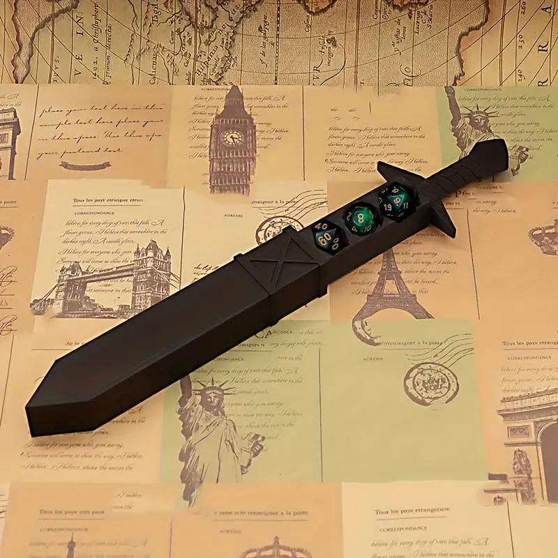 3D Printed Sword-Shaped Storage Box With Dices For Dnd Rpg Trpg Games Dice Dnd Game Role Dice Holder Desktop Ornament Storage Bo