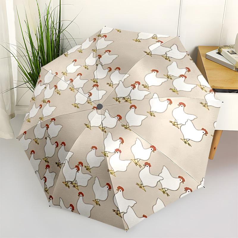 

1pc Chicken Pattern Automatic Opening/Closing Umbrella with Operation & Windproof Canopy - Folding Design, Holiday Gift yy260225168
