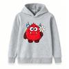 Kids Unisex Cute Red Furry Monster Print Hoodie, Casual Long Sleeve Pullover Sweatshirt Adorable Chamomile Flower Pattern for Boys Girls Daily Wear