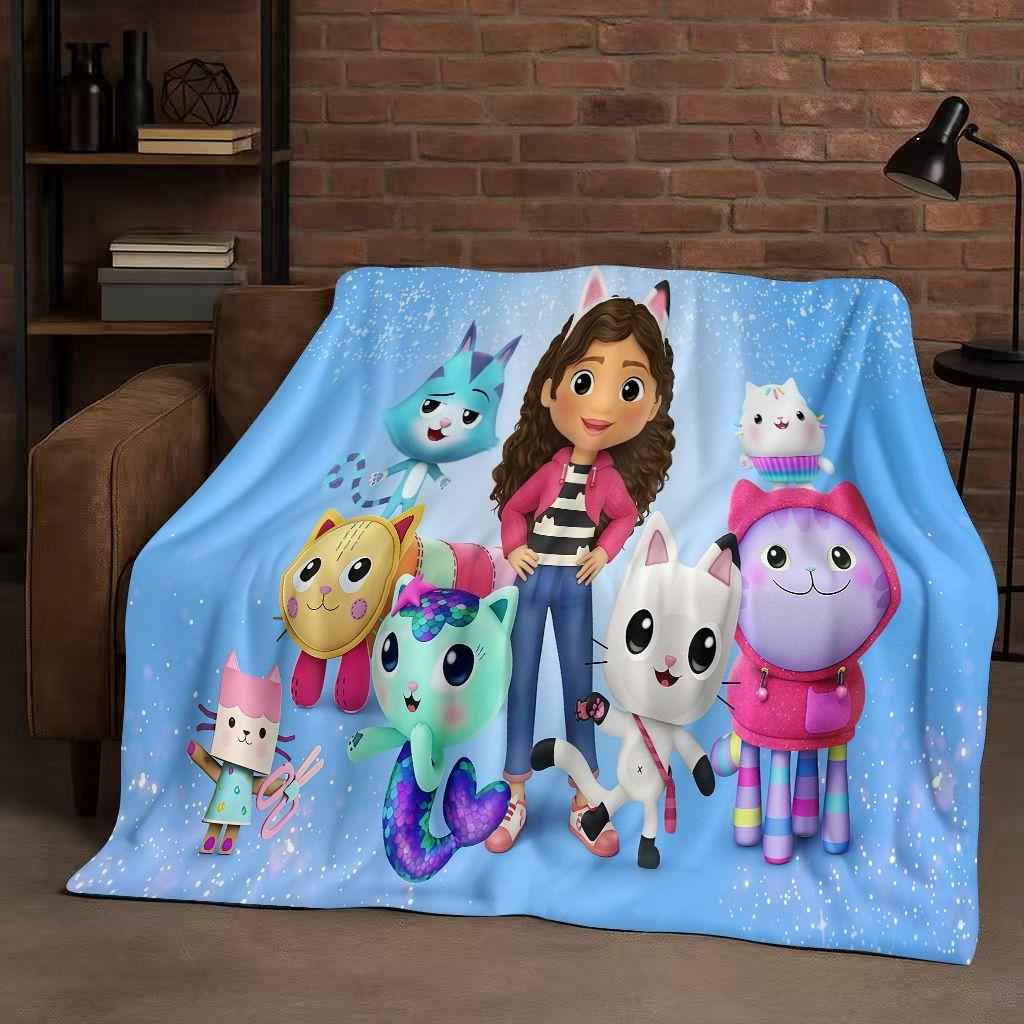 HD Niedliches Gabi's Puppenhaus Cartoon Flanelldecke, Ultra Weiche Warme Plüschdecke für Zuhause Schlafzimmer Bett Sofa Abdeckung Picknick Mädchen Geschenk