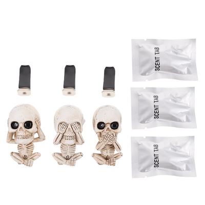 LIFKOME 3pcs Skull Ghost Head Ornaments Car Perfume Clip Car