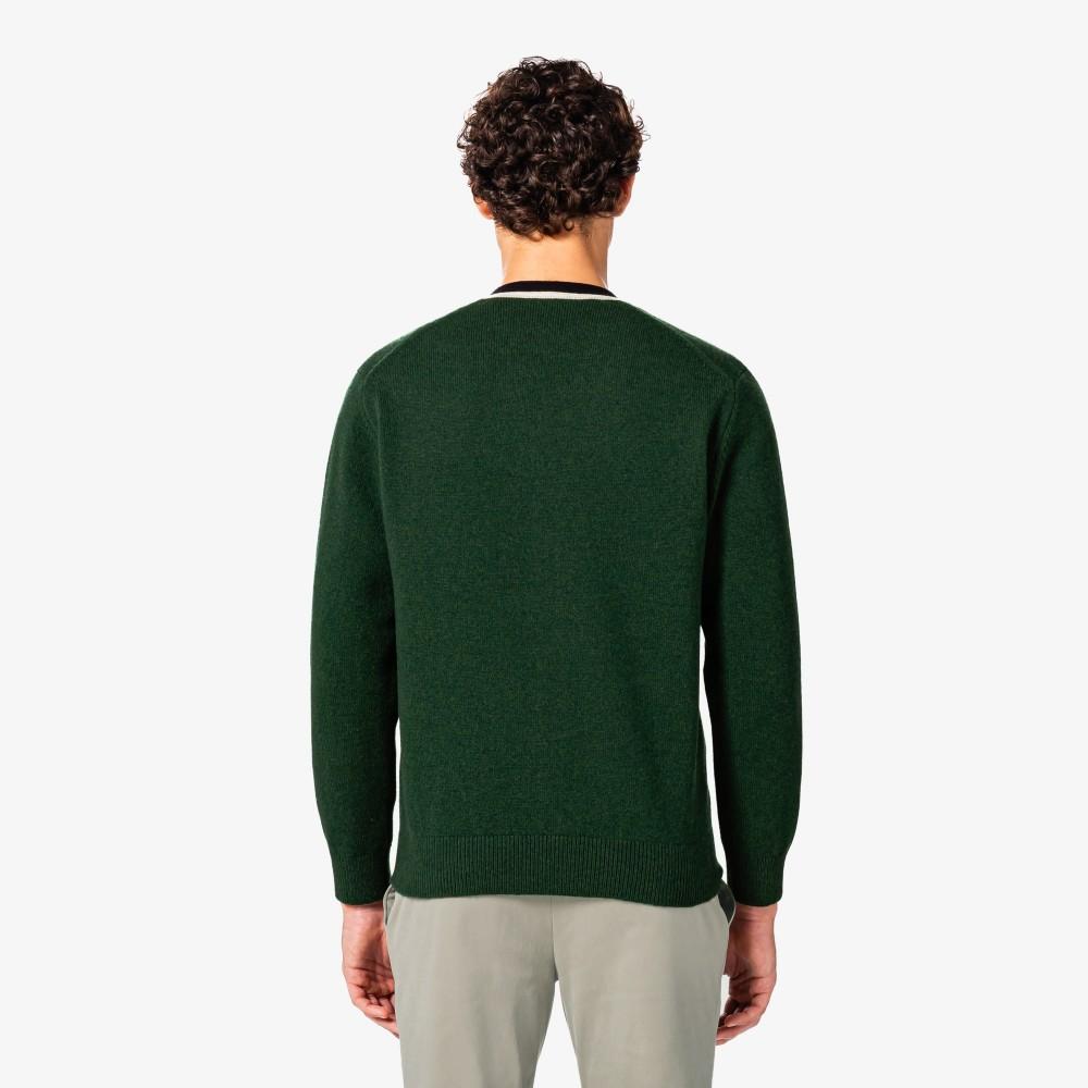 Lacoste Men's V-Neck Worsted Cardigan AH660E-55NYZP
