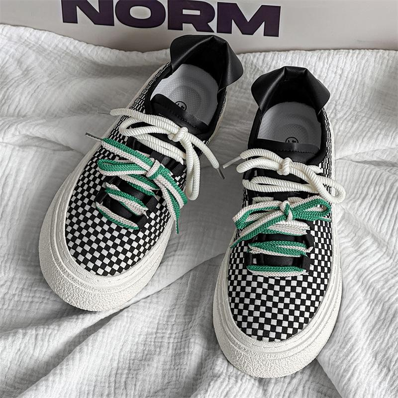 New Low-top Niche Woven Breathable Platform Men's Shoes Trendy Sports and Leisure Board Shoes X315