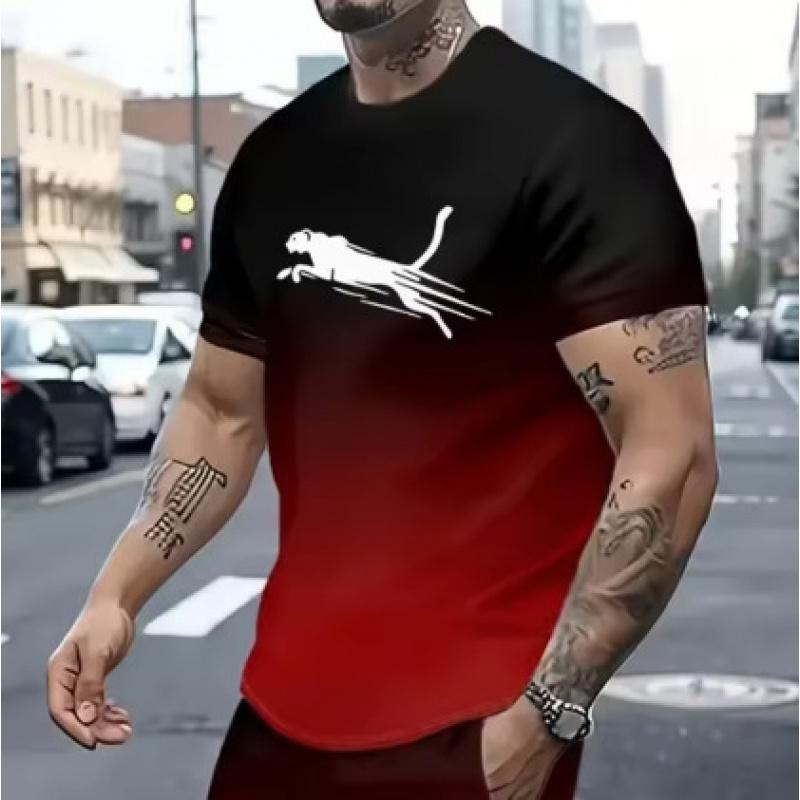 Men's Animal Pattern T-Shirt Printed Shirt Men's Sports Casual Trendy Fashion Short Sleeve T-Shirt