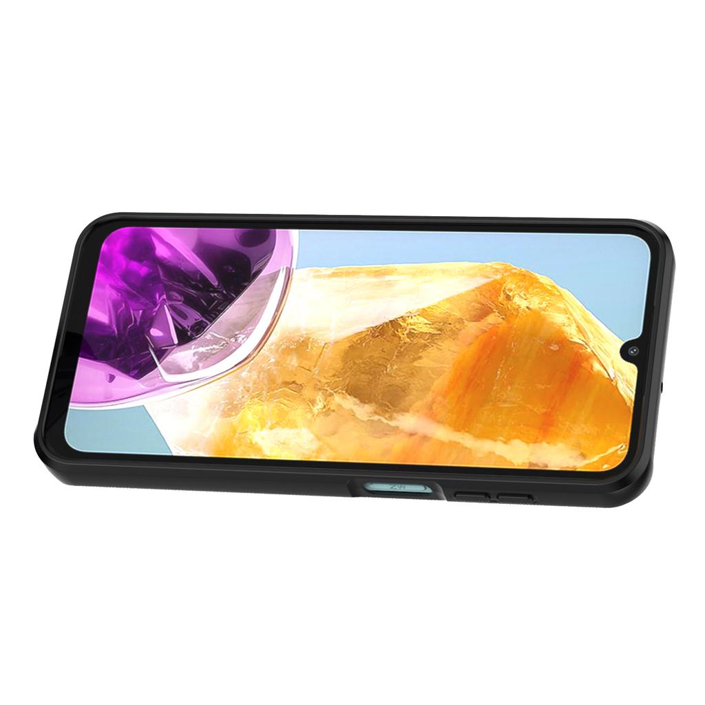 For Samsung Galaxy M15 5G Case with Slide Camera Cover Ring Kickstand PC+TPU Phone Protector