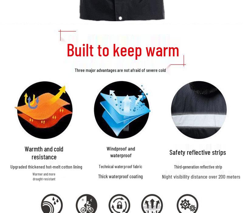 Military-Style Extra Long Reflective Winter Overcoat - Cold-Proof Security Guard Uniform with Cotton Insulation