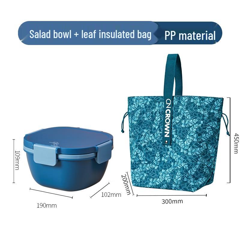 CNCrown Double-Layer Salad Bowl with Insulated Bag