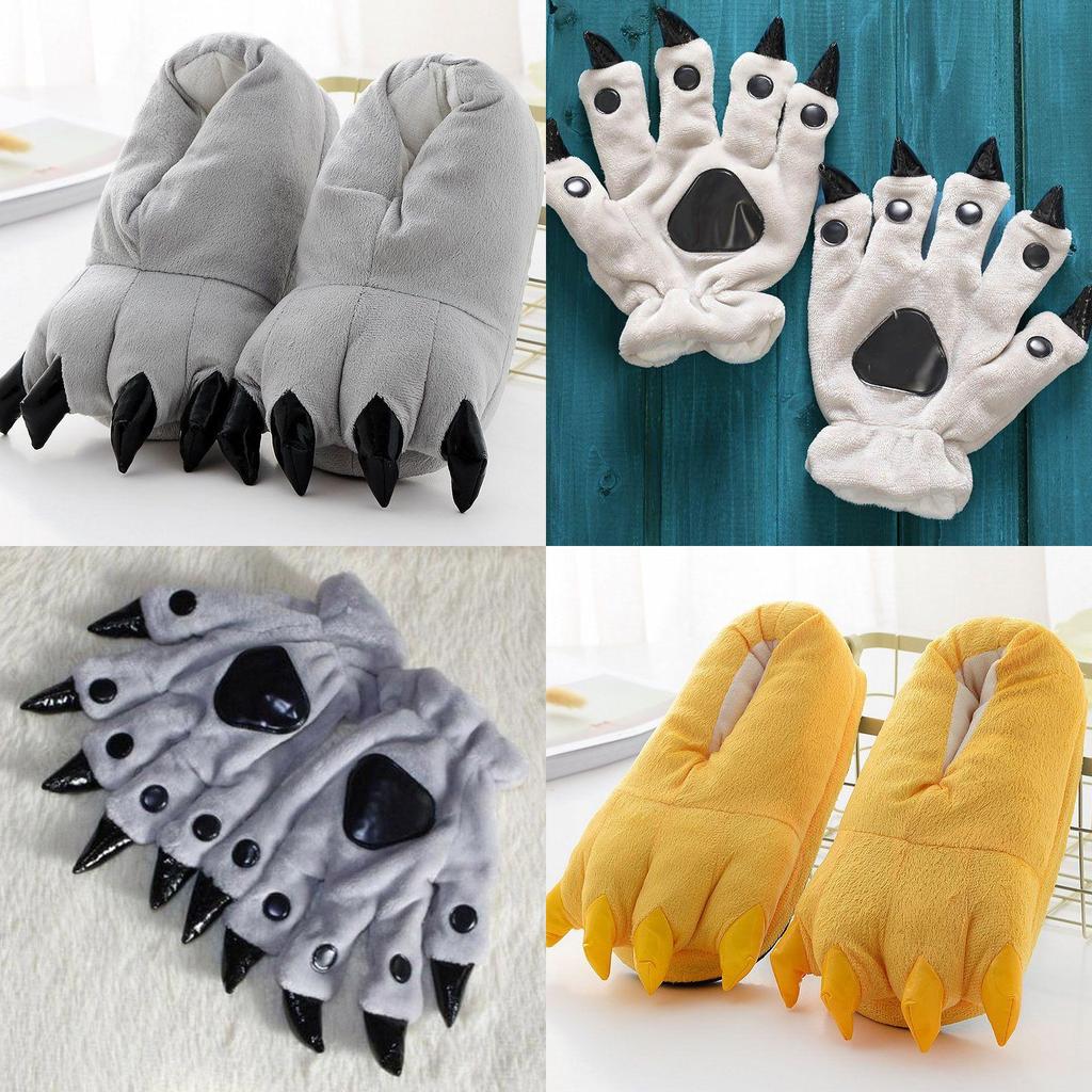 Cozy Dinosaur Cosplay Costume Slippers With Soft Plush Paw Shoes For Winter Warmth