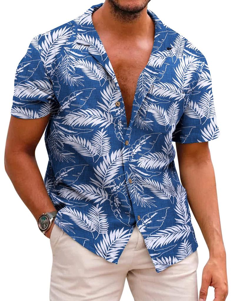 Summer Short Sleeve Flower Shirt Men'S Beach Large Size Casual 3D Digital Printing Men'S Shirt Tide