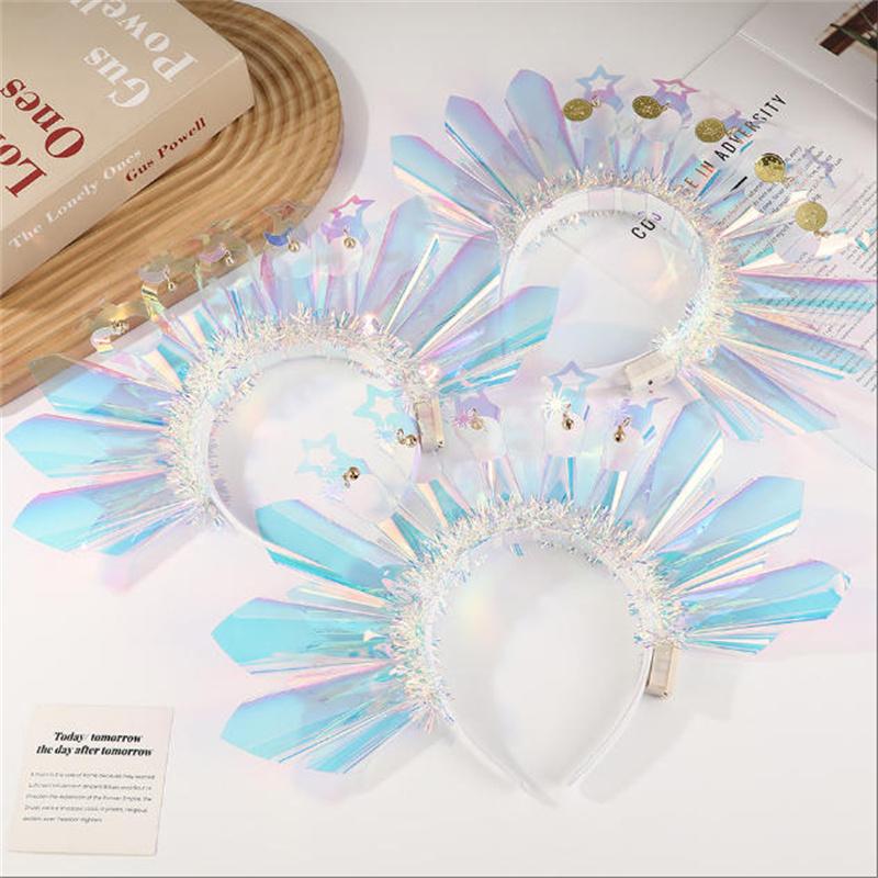 Light Up Headband Glowing Crown Singers LED Laser Hairband Flashing Headdress Luminous Crown Nightclub Cosplay Party Headwear