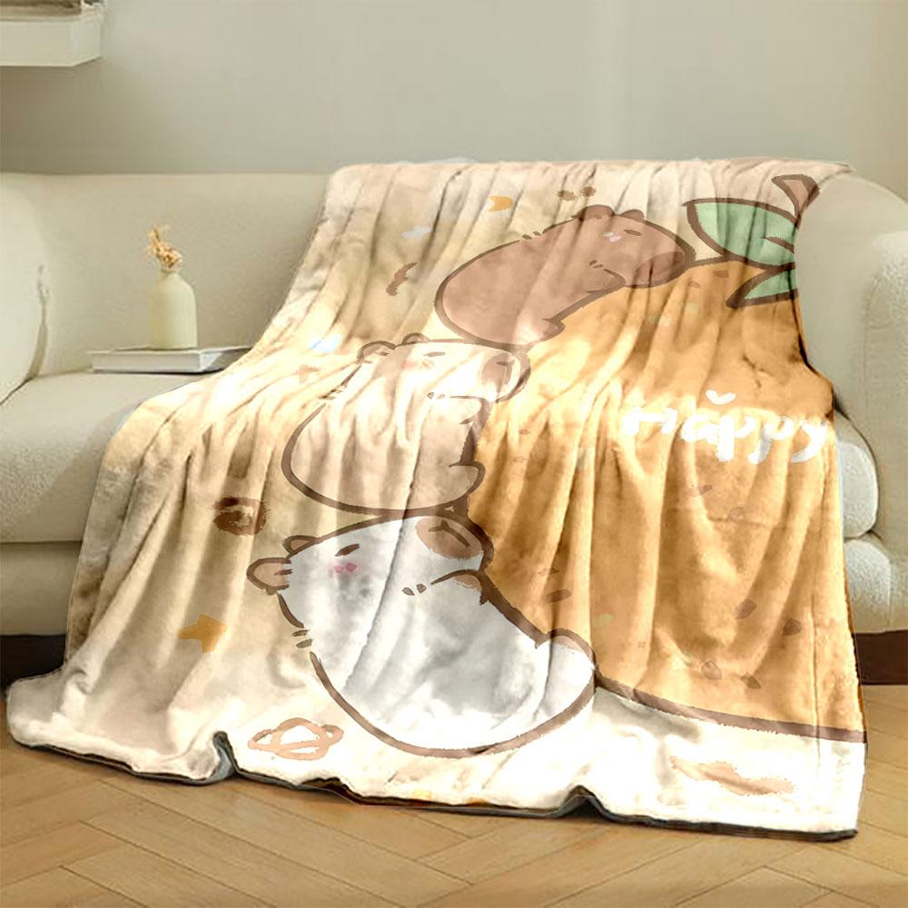 Cute Capybara Orange Print Blanket bedroom Blanket for Livingroom Couch lunch break Soft throw for Friend's festival Gift