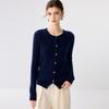 Lekasha Cashmere 12-Gauge Cable Knit Round Neck Cardigan Sweater Coat