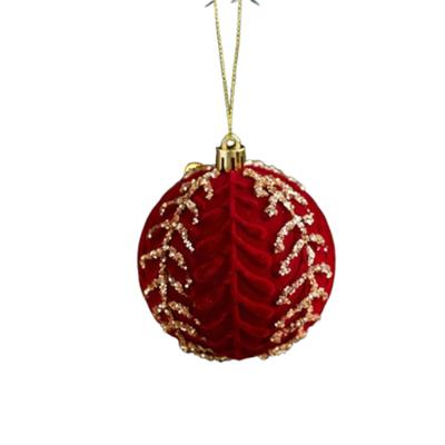 8cm Velvet Christmas Ball Pendant Flocked Shatterproof Christmas Hanging Balls Set Reusable Glitter Xmas Tree Ornaments