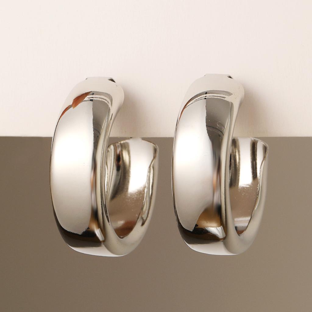 Elegant Retro Thick Round Circle Earrings for Women Simple Metal Big Hoop Earrings Wedding Engagement Aesthetic Jewelry