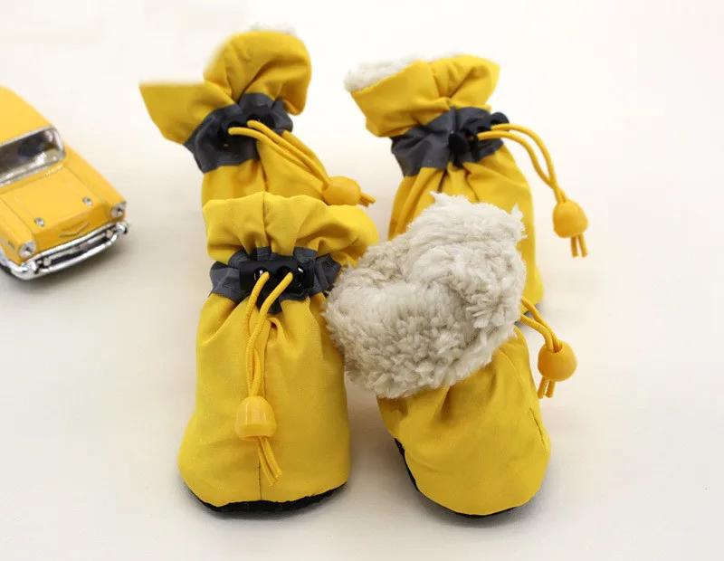 4 buc Pantofi de iarnă antiderapanți pentru cățeluși, impermeabili, pentru animale de companie, câini, antiderapanți, de ploaie, zăpadă, încălțăminte pentru câini, cățeluși, pisici, chihuahua, îngrijirea lăbuțelor animalelor de companie