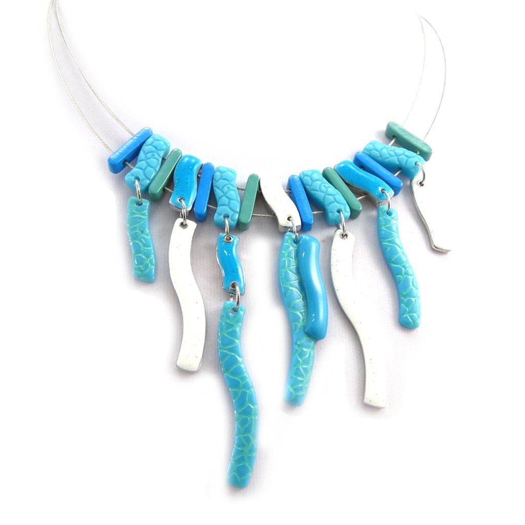 NOA [K1439] - Designer Necklace 'Safari Queen' Turquoise White