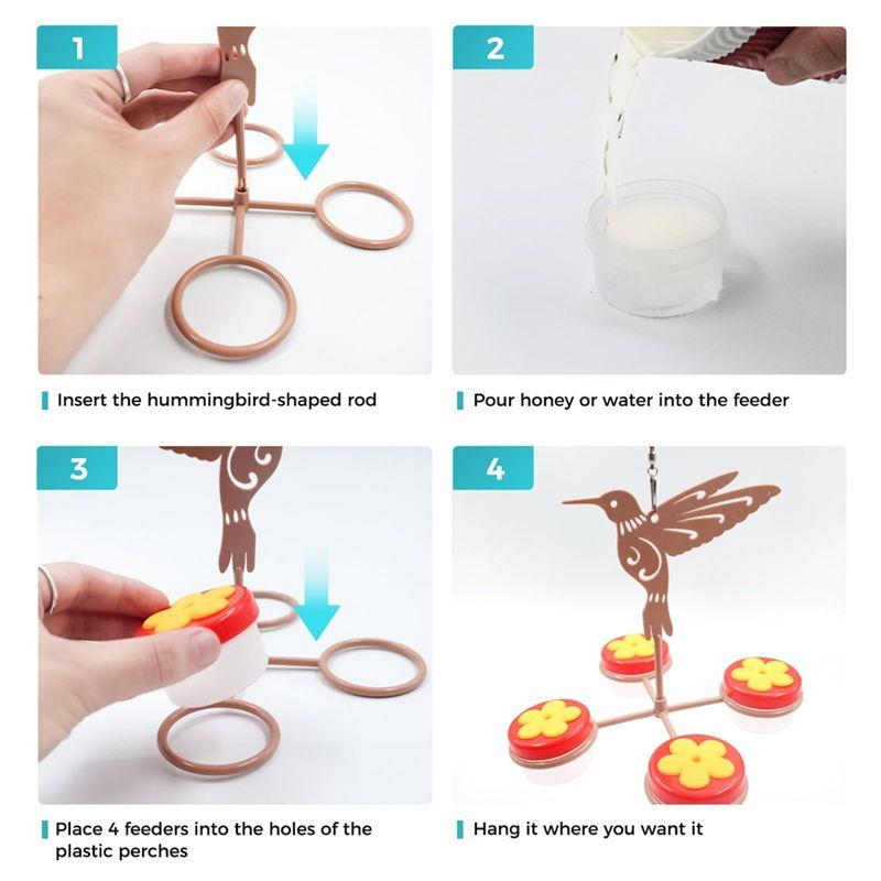 M-Modern-Hummingbird Feeders For Outdoors Hanging Plastic Hummingbird Feeders Imitation Of Flowers Detachable Bird Feeders