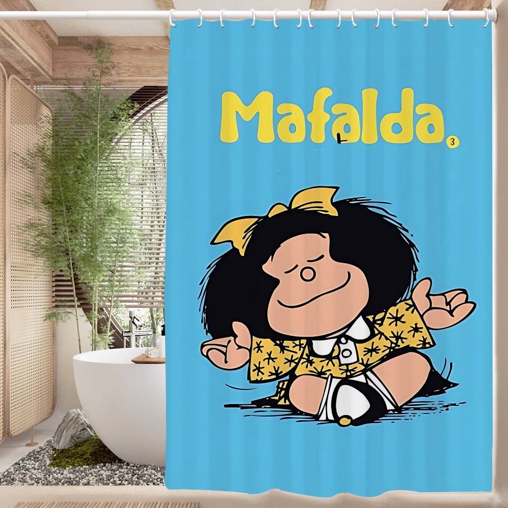 Cartoon Mafalda Bathroom Shower Curtain Shielding Partition Shower Curtain Quick Dry Can Be Scrubable Light Opaque Bath
