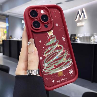 Frohe Weihnachten Baum Neue Jahr Geschenke Weiche Silikon Telefon Fall Für iPhone 16 15 14 13 12 11 Pro Max XS X XR Abdeckung 8 7 Plus Stoßfest Bumper Zurück Abdeckung