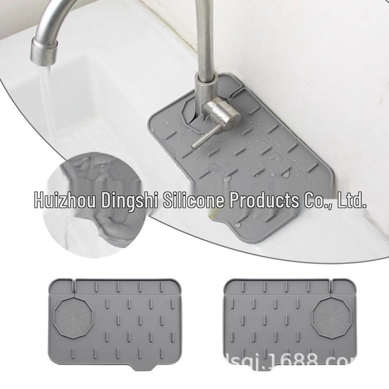 Dual-Sided Silicone Sink Mat: Splash-Proof, Quick-Dry, Kitchen & Bathroom Faucet Baffle.