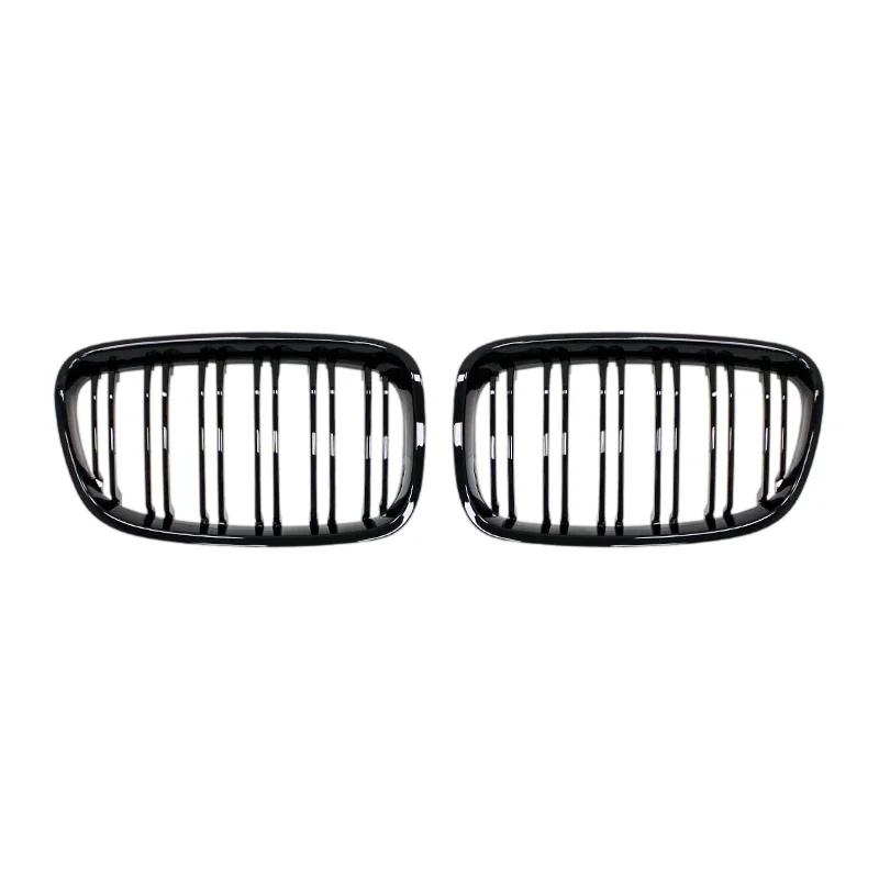 For BMW 1 Series F20 F21 2011 2012 2013 2014 Gloss Black Front Bumper Kidney Grille Car Double Slat Racing Grills Replacement