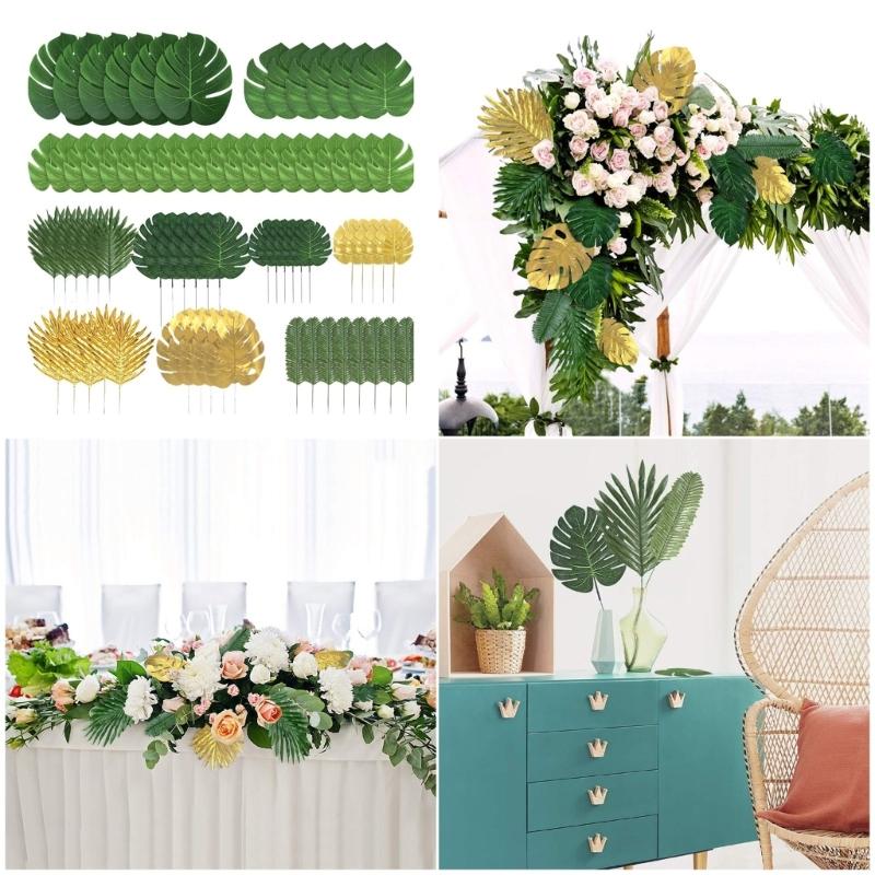 72Pcs Artificial Monstera Leaf Decoration Reaslitic Foliages For Wedding Home Party Decoration Vase Flower Arrangements