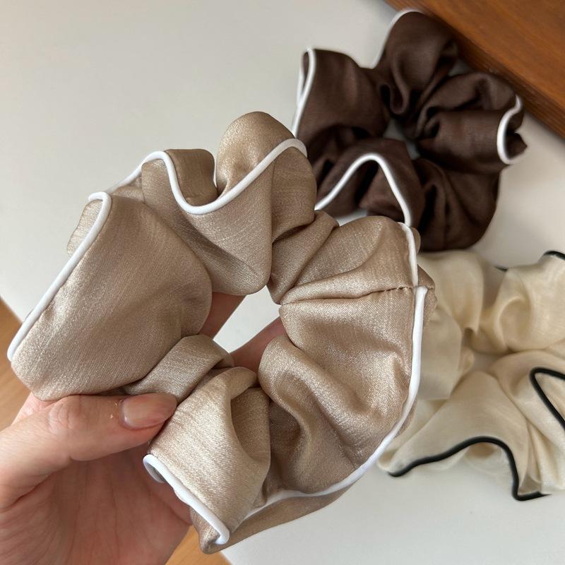 Corée Élégant Grand Chouchou Pour Femmes blanc Satin élastique à cheveux Filles élastiques Cheveux élastiques noirs corde à cheveux accessoire