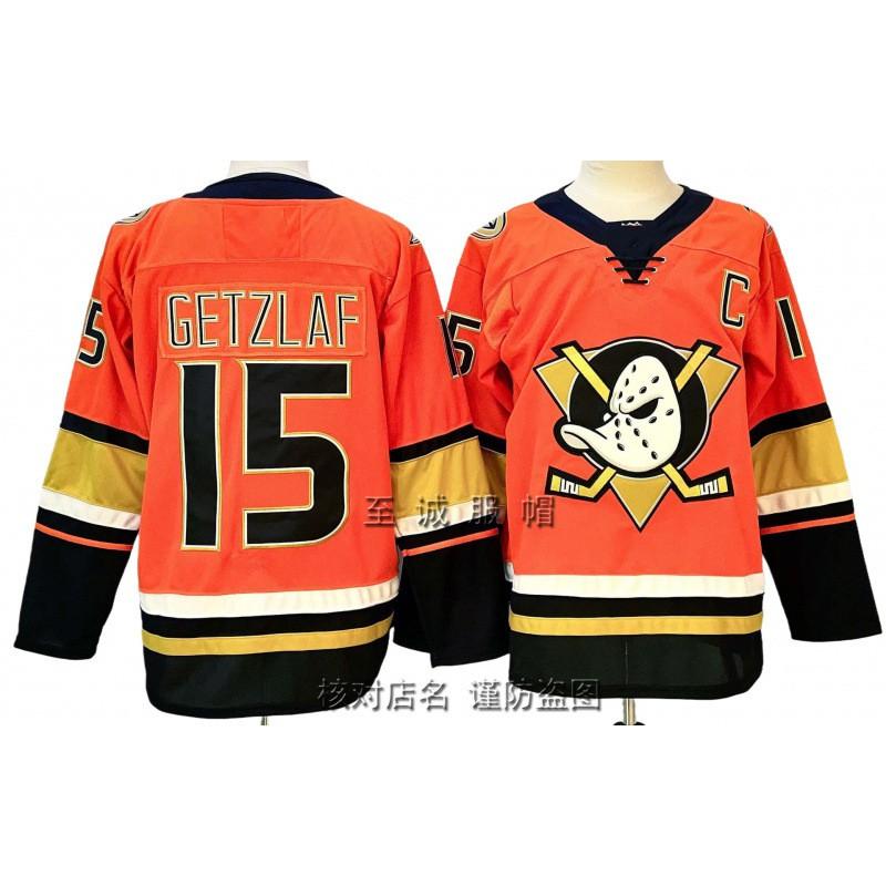 Mens Retro Ice Hockey Jersey Team Ducks 15 Embroidered Practice Uniform Cotton Blend Sportswear