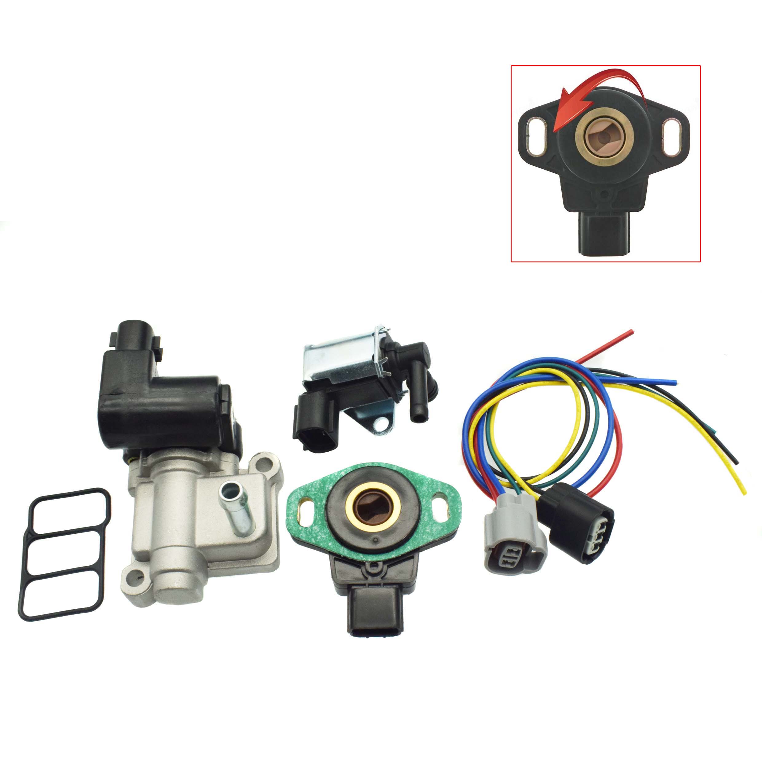 

For Honda CR-V CRV 2002-2005 2.4L Idle Air Control Valve or Throttle Position Sensor or Solenoid Control Valve or Connector Plug Kit 004