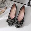 Spring New Pearl Rhinestone Square Head Single Shoes Soft Sole Casual Large Size To