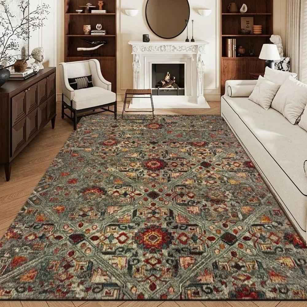 Bohemian Vintage Distressed Living Room Rug Non-Slip Wear-Resistant Rug For Living Rooms And Bedrooms Home Decor