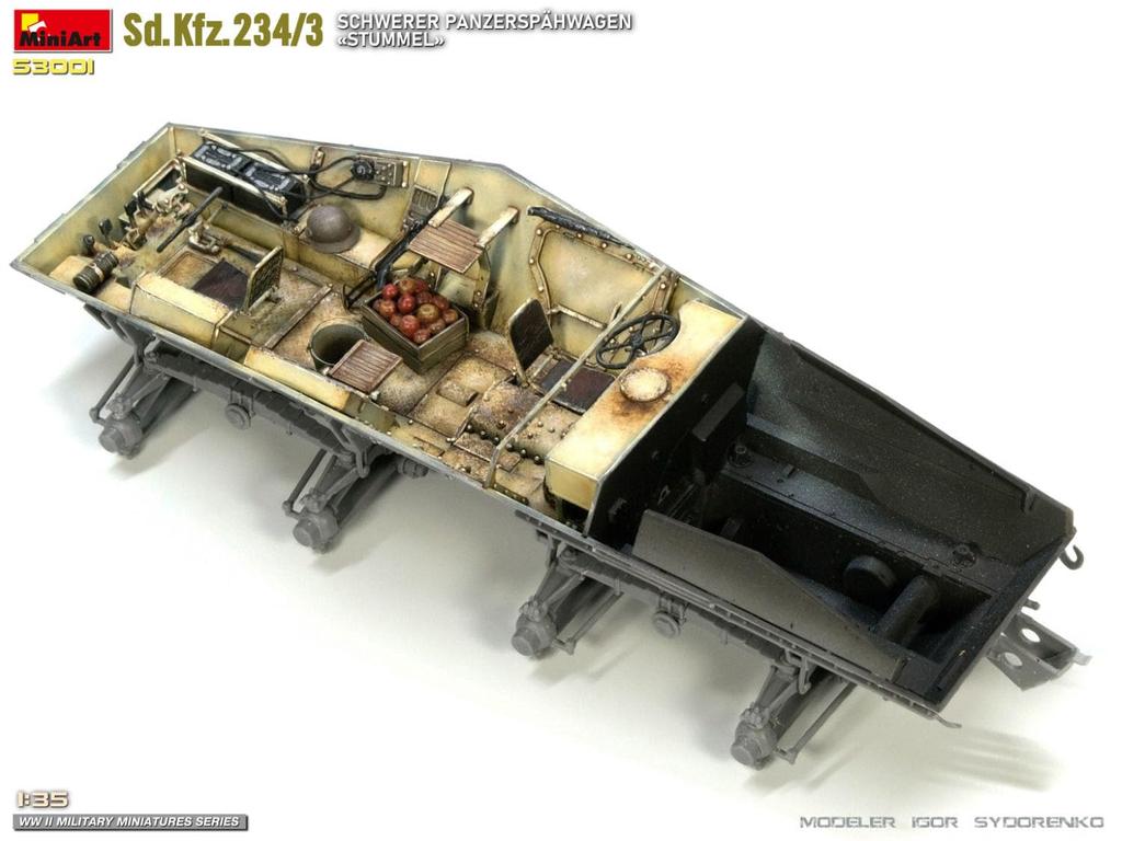 MiniArt WWII German Army heavy armored car Stummel gun plastic model kit MA53001 1/35 8-wheeled Sd.Kfz.234/3 7.5cm self-propelled