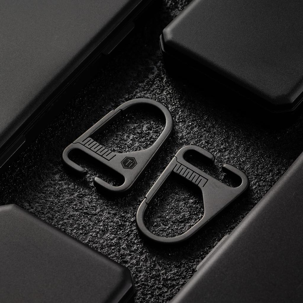 KeyUnity KB00BK Velcro Keychain with Titanium Key Holder with Tag Loop Ideal for Outdoor 2 Colors PVD Carabiner, Patch, & Panel, Camping, (KB00 Black)
