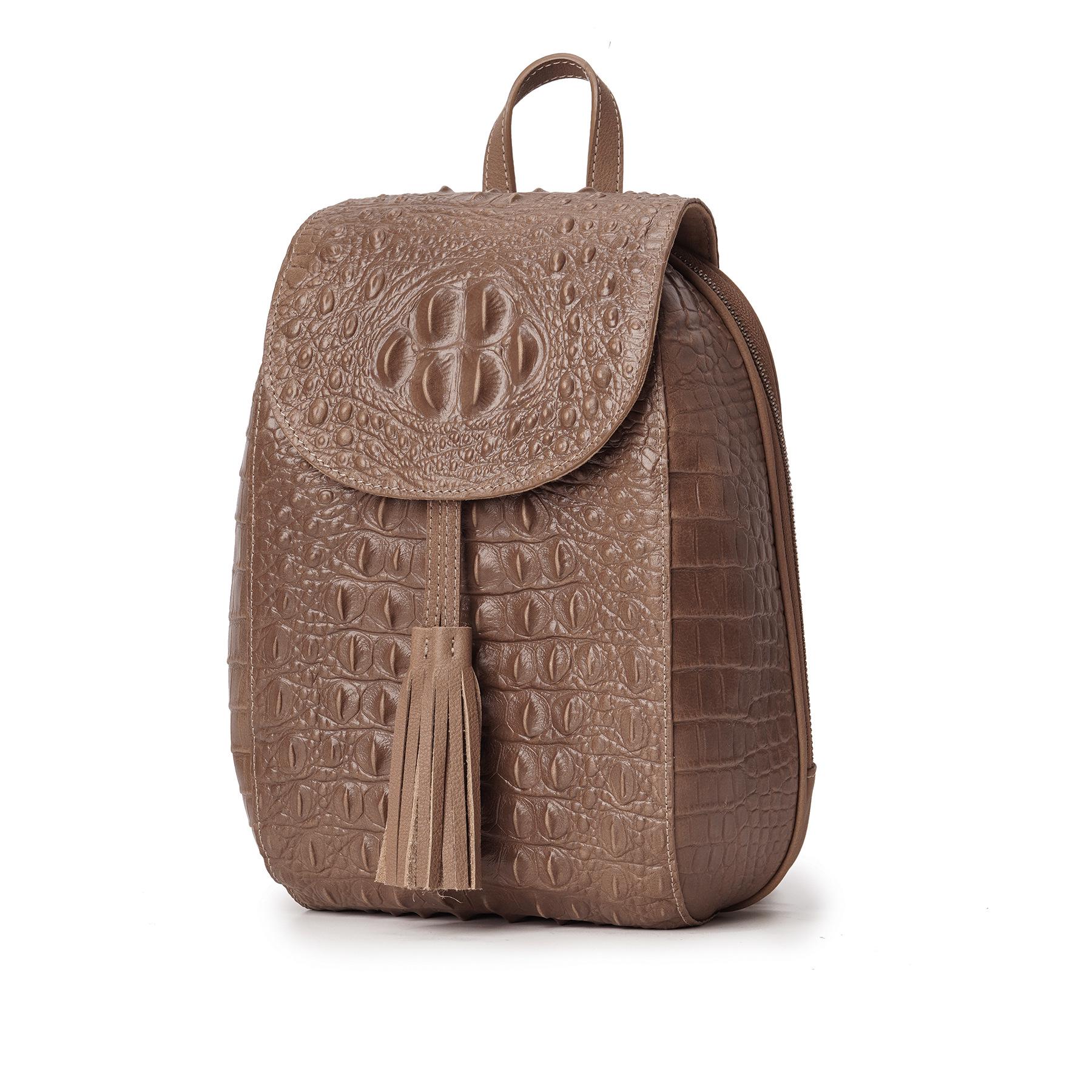 JOGUJOS Crocodile Pattern Genuine Leather Women s Casual Backpack