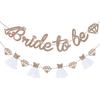 Rose Gold Bride Become Banner Sign Double Sided Glitter Paper Decorative Supplies