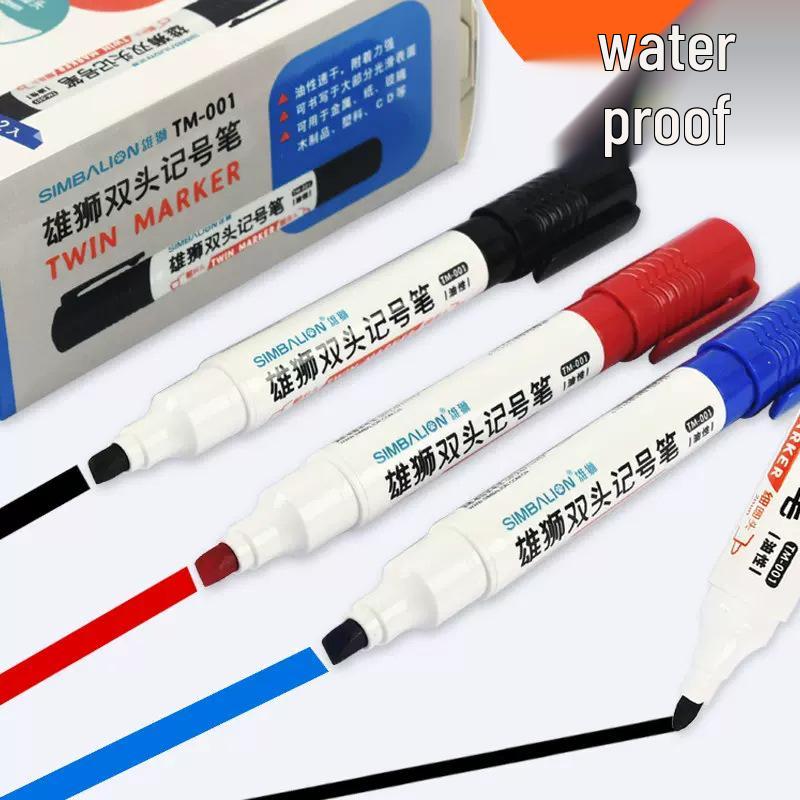 Lion Big Dual-Tip Waterproof Marker for Art & Outlining - Oil-Based with Slanted and Round Tips