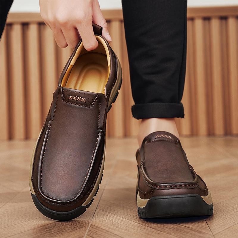 Fashion Vintage Style Men's Casual Slip on Shoes Stylish Trendy Hiking Shoes Non-slip Sports Loafers Comfortable Male Treking Footwear