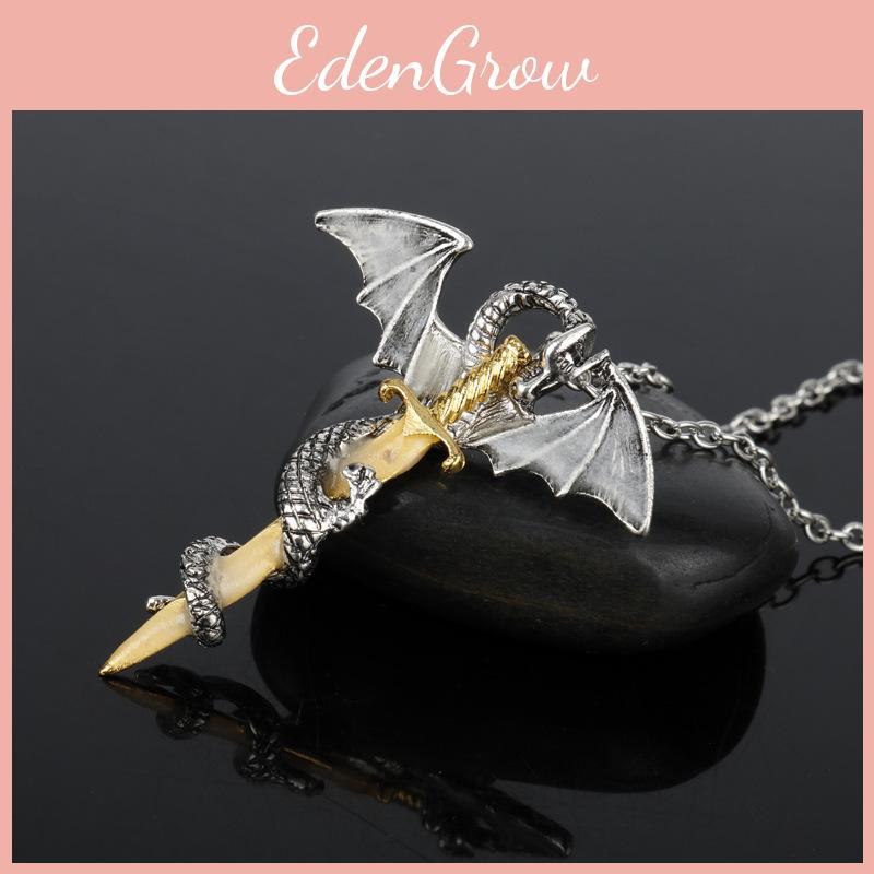 Luminous Winged Dragon Animal Shape Gold Alloy Necklace For Casual And Party Wear