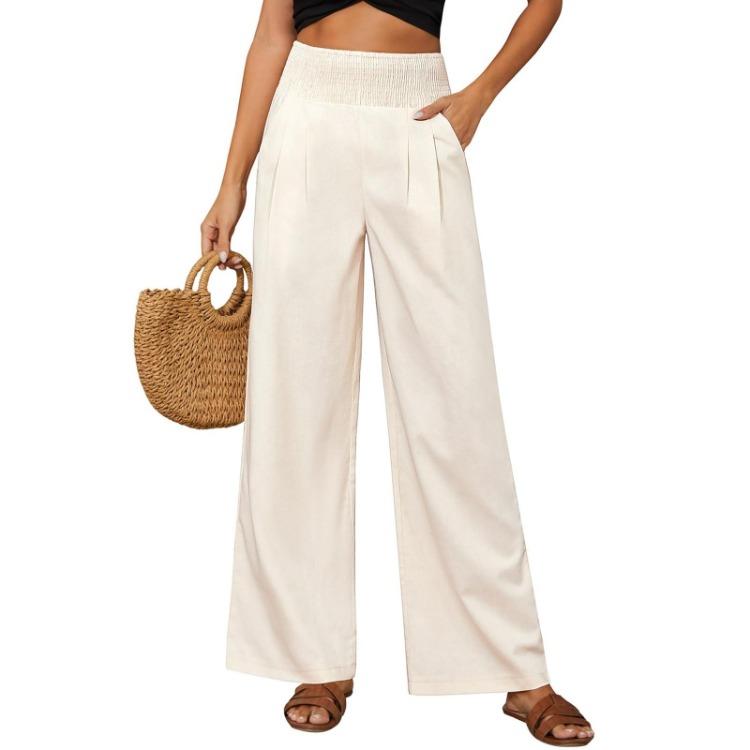 Women Casual Solid Color Wide Leg Pants Loose Temperament Trousers Workplace