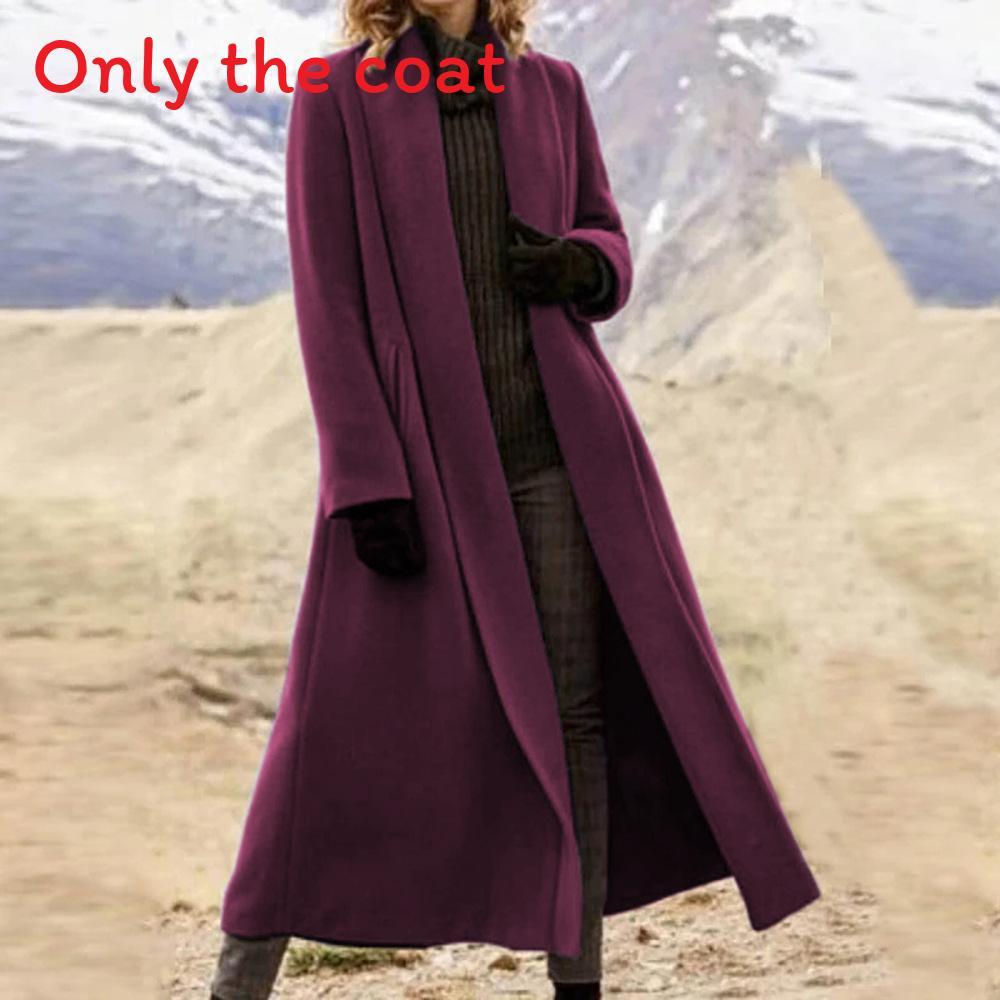 Vintage Womens Wool Coat With Scarf Collar For Winter Casual Wear